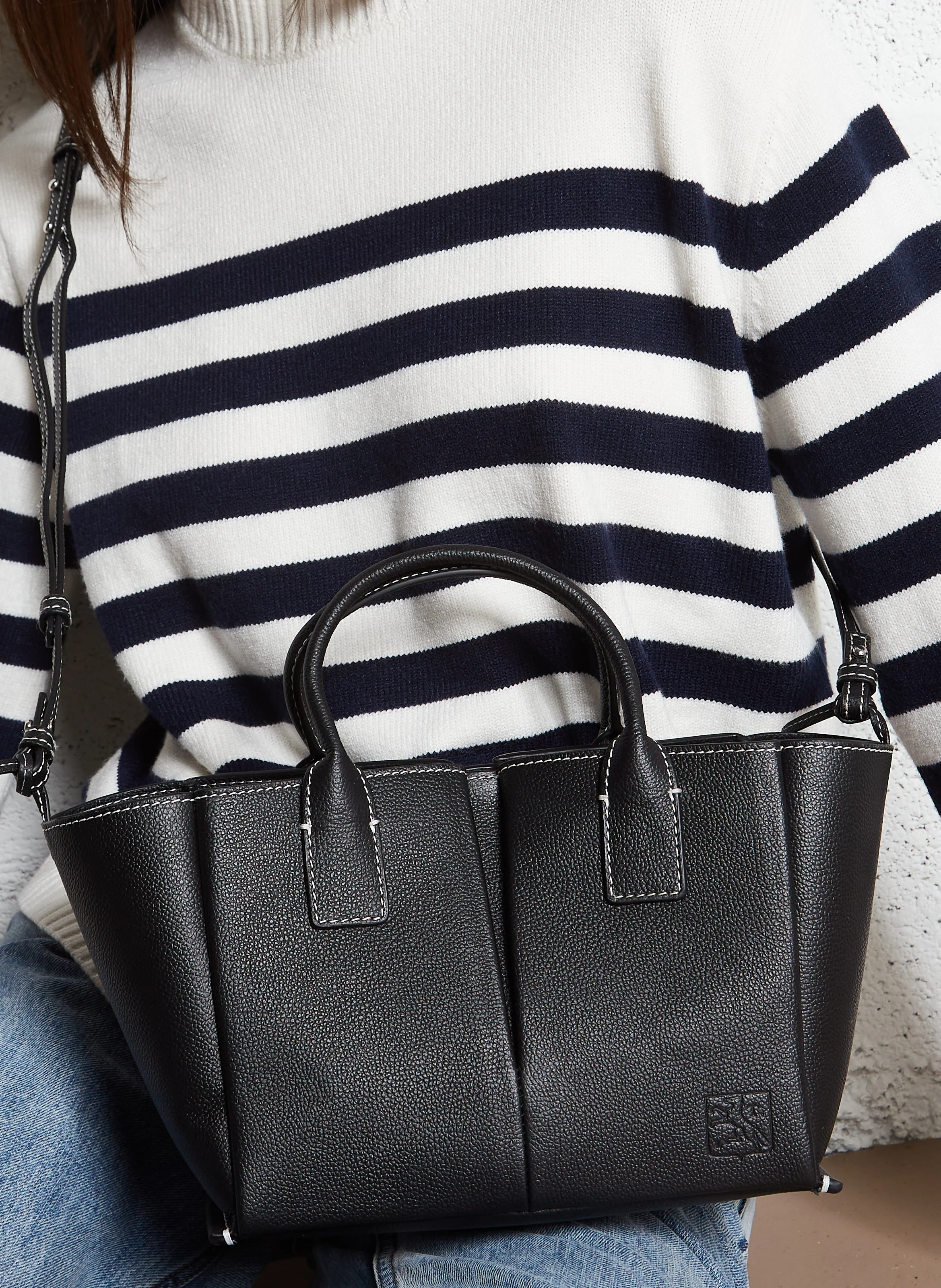 ELENA - Petit sac cabas en cuir de vachette | Noir