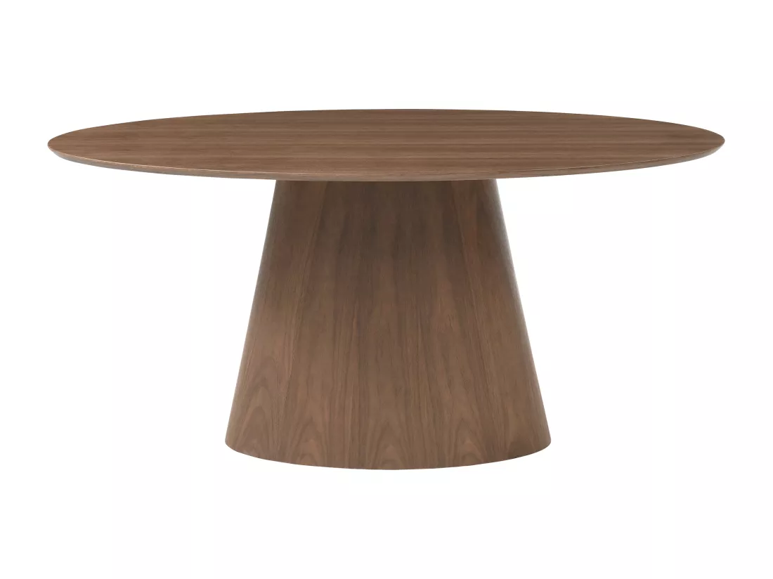 Table à manger 6 personnes placage noyer - Naturel foncé - ANTELADA