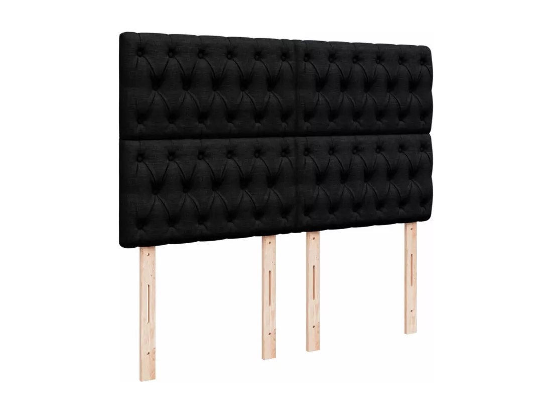 Sommier à lattes de lit avec matelas Noir 160x200 cm Tissu