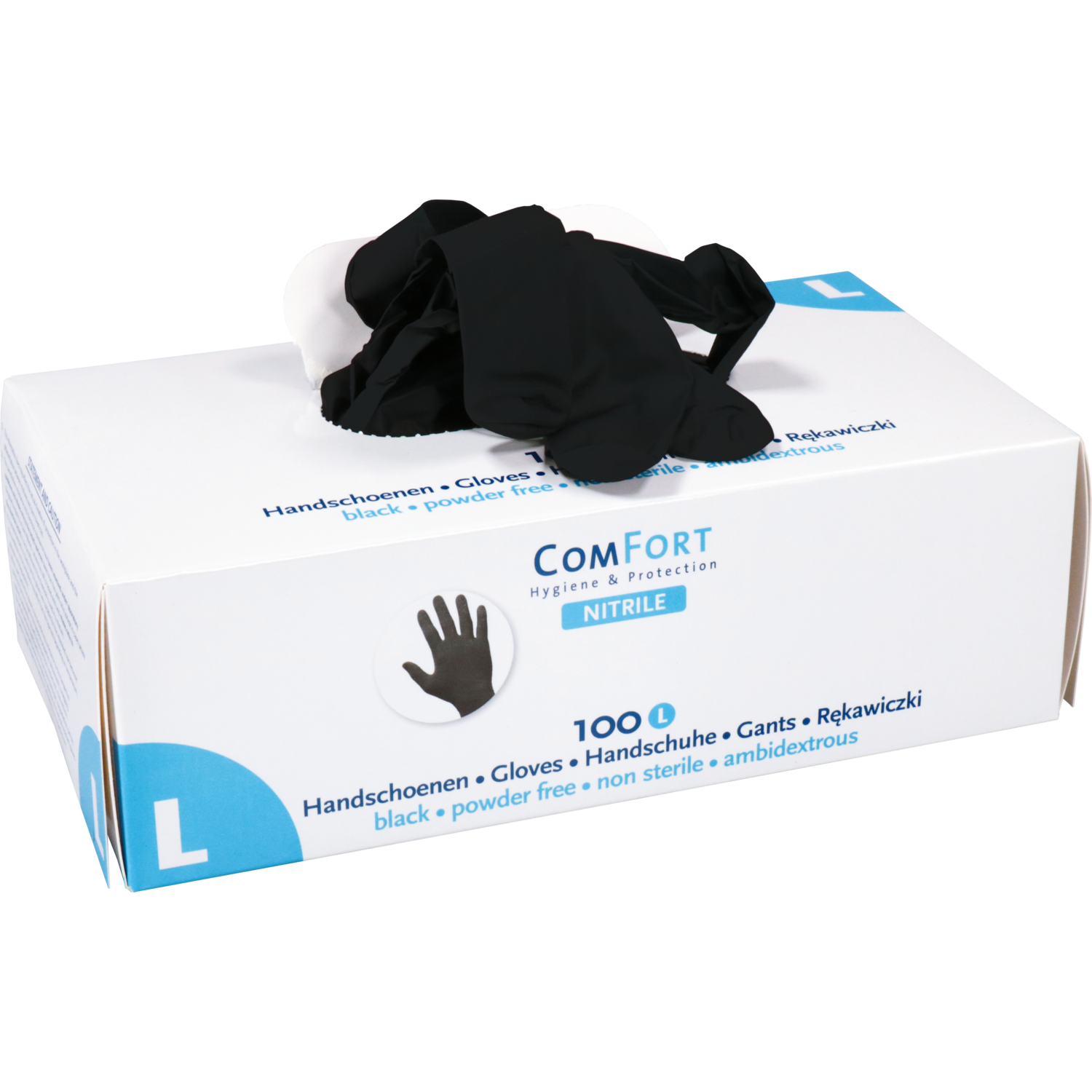 ComFort Handschoen, Nitril, ongepoederd, L, 4gr, zwart