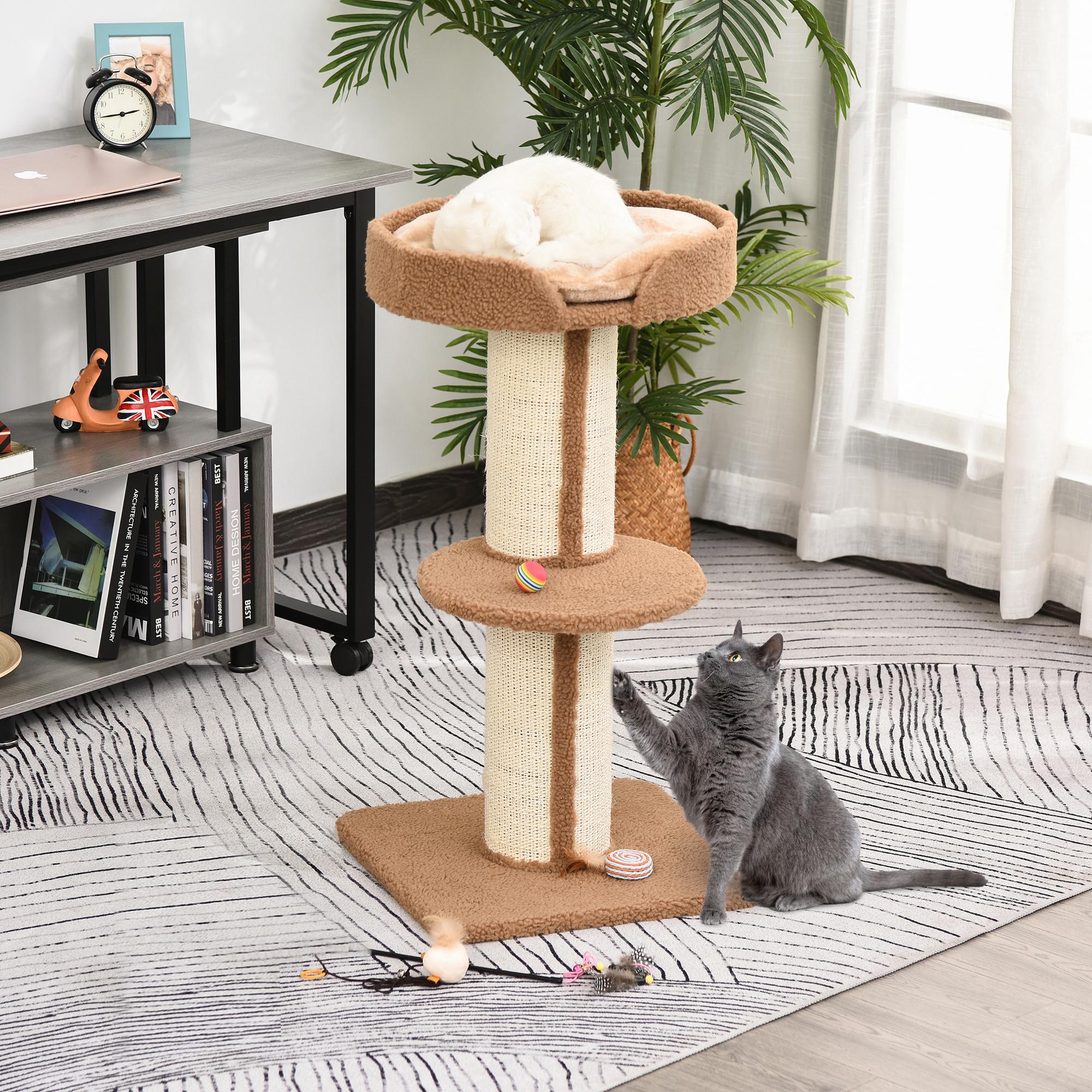 PawHut Kratzbaum mit Plattform blau 45L x 45B x 91H cm