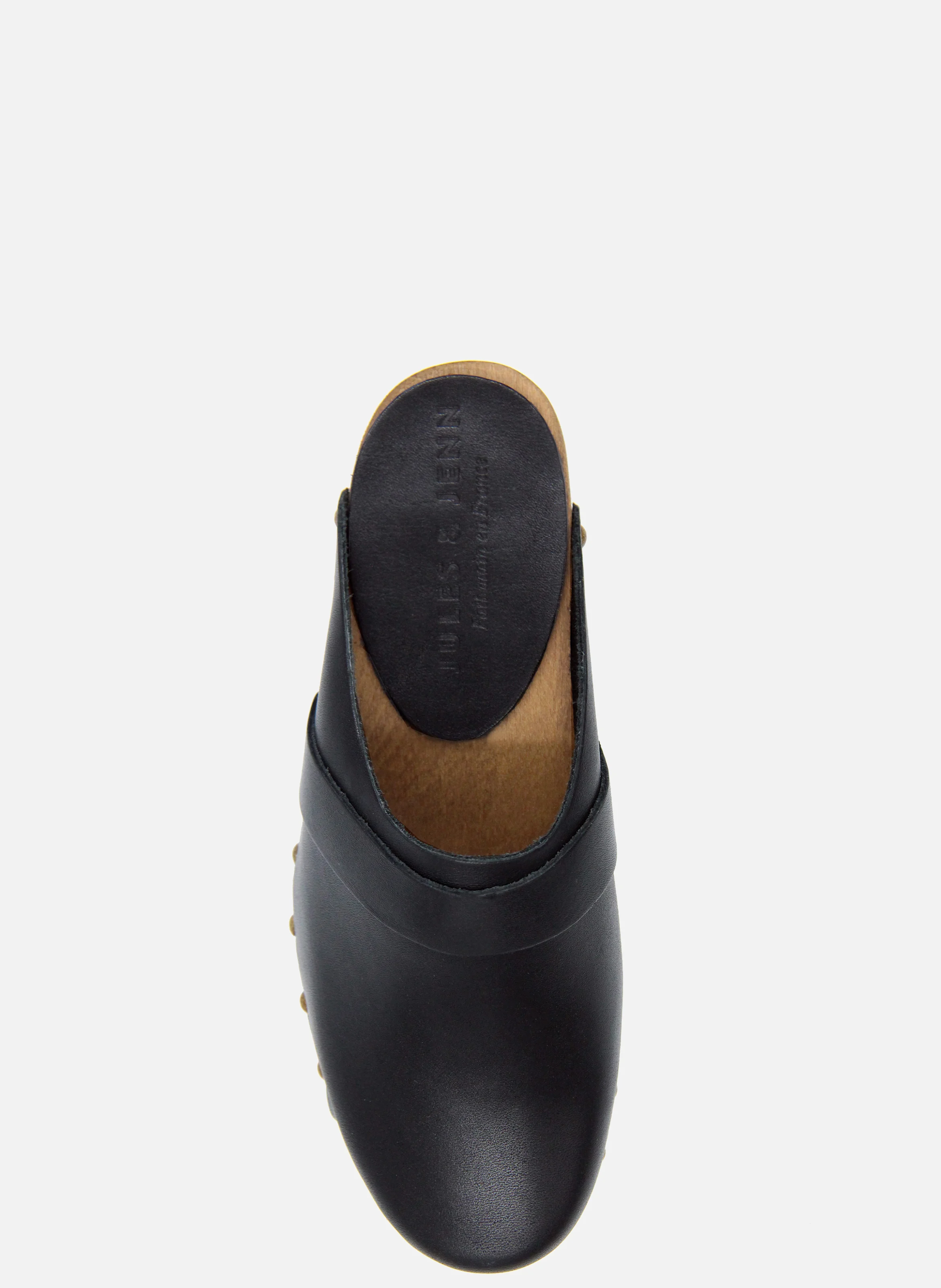 Sabots bois cuir lisse | Noir