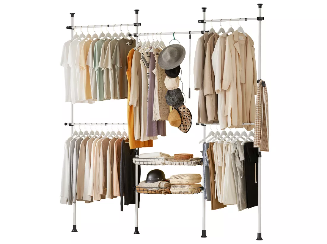 Garde-Robe Système Herkule Penderie Télescopique Portant Vêtement, KLS04-W