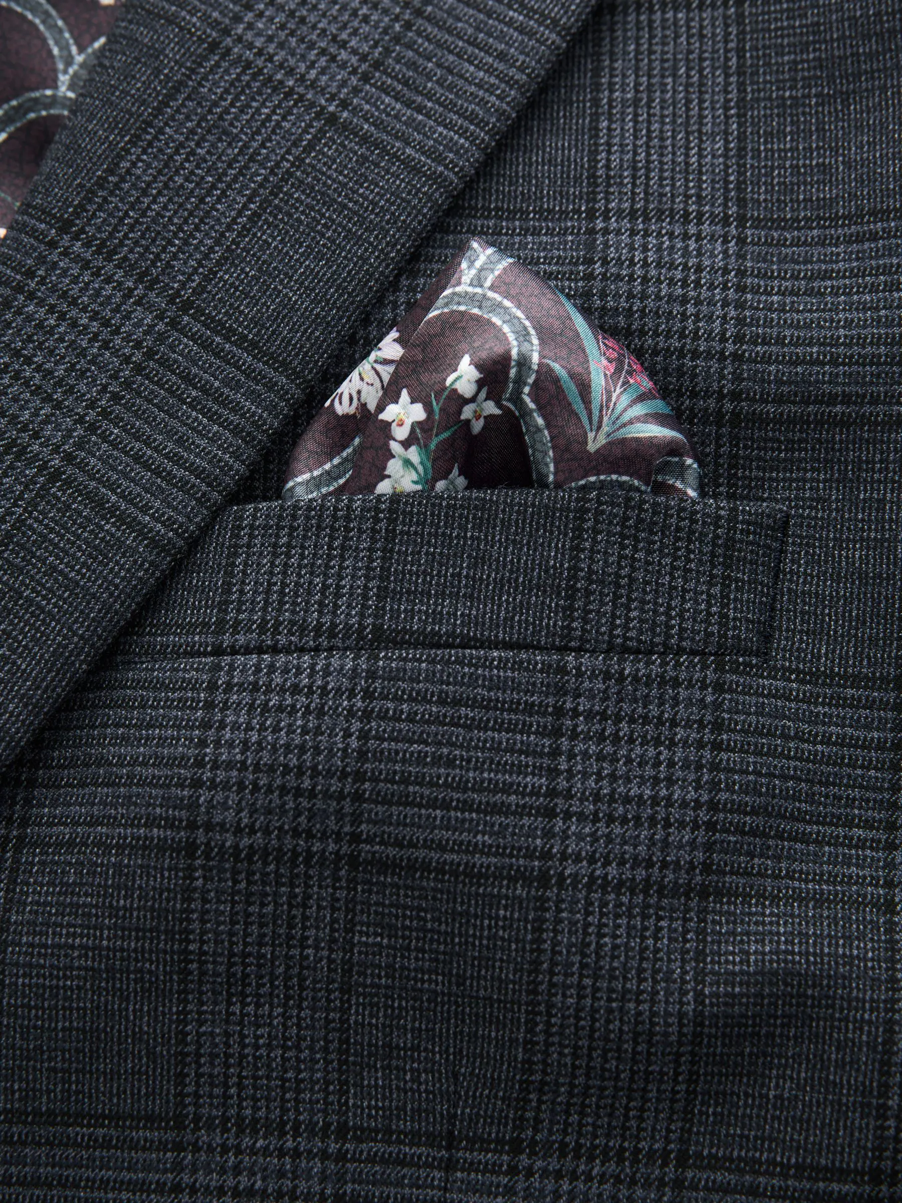 Blauw - Maatgesneden kostuum met ruit: colbert