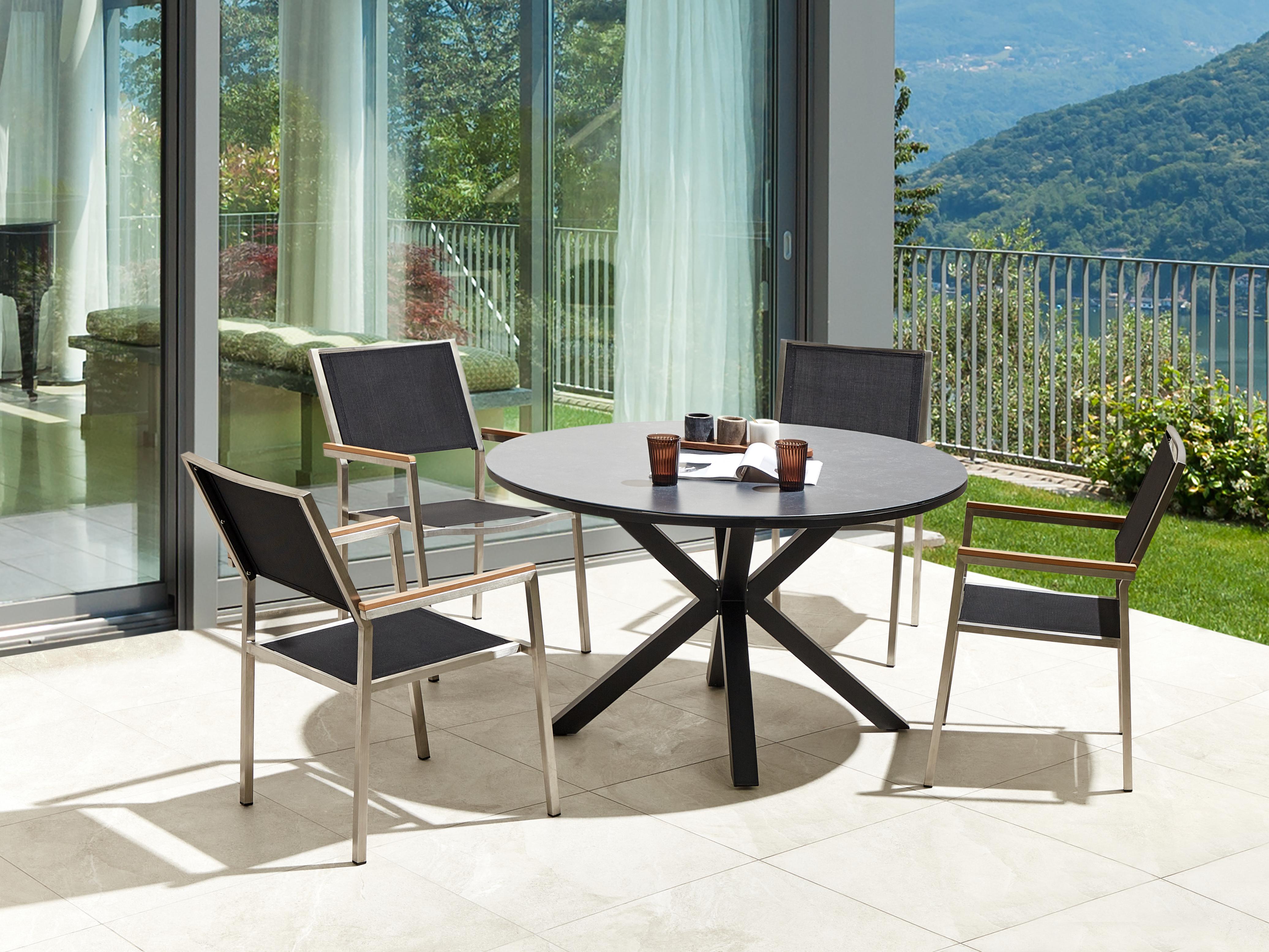 Tuinset 4-zits MALETTO/GROSSETO Metaal Marmereffect Grijs/zwart