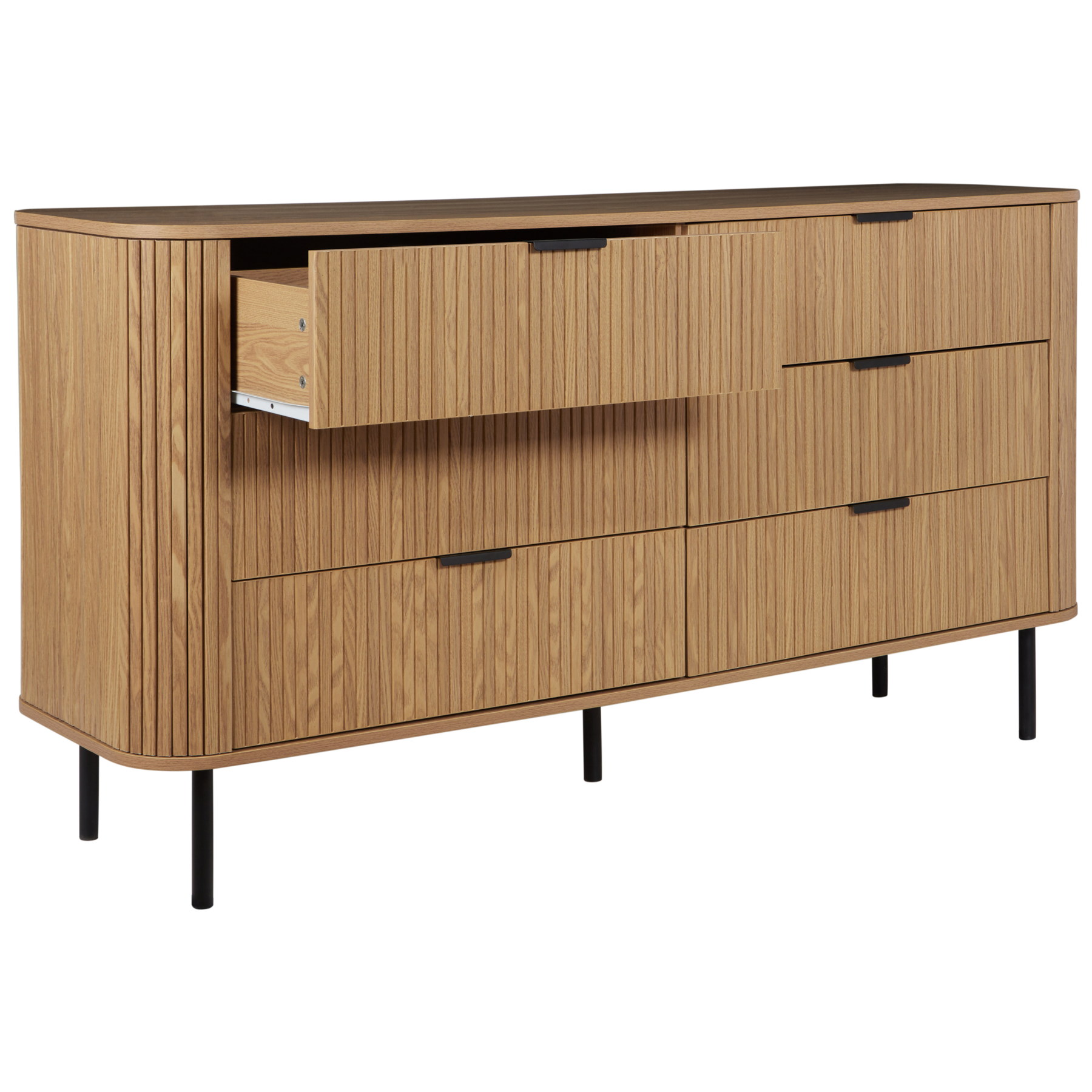 Beliani - BRADLEY - Dressoir - Lichthout|Zwart - MDf