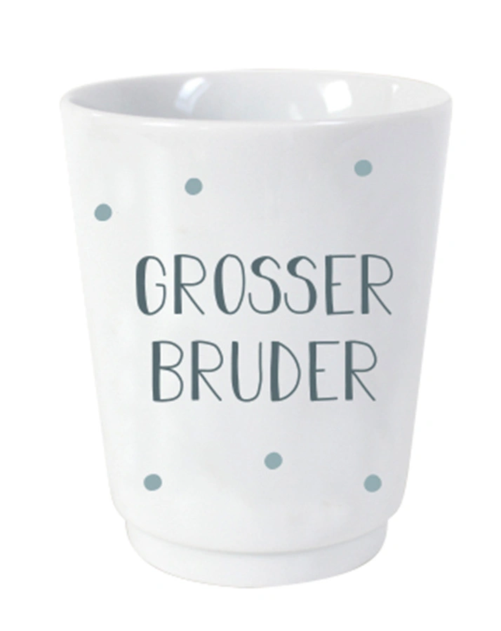 Porzellanbecher GROSSER BRUDER in weiß/hellgrau