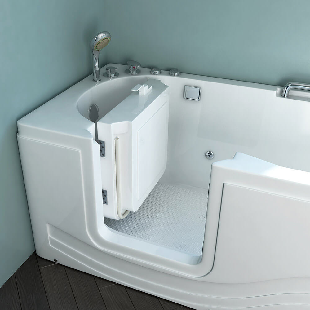 Home Deluxe - Seniorenbad incl. Whirlpool - VITAL M Links - Afmetingen: 153 x 76 x 64 cm - incl. complete accessoires | Bad met deur, seniorenbad met instap
