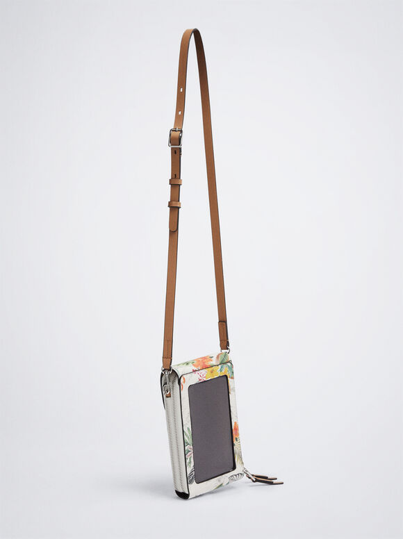 Bolsa para celular com estampa floral - Laranja