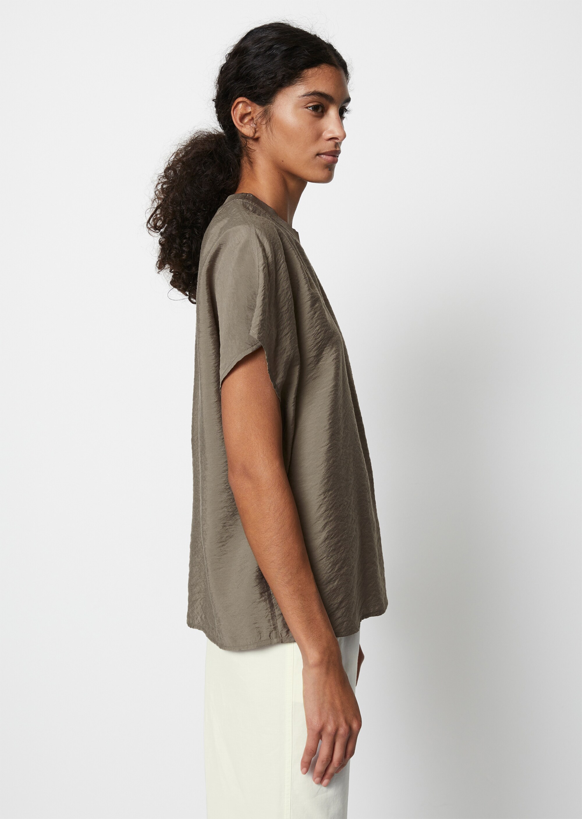 Blusenshirt regularaus Viskose-Mix-Crinkle