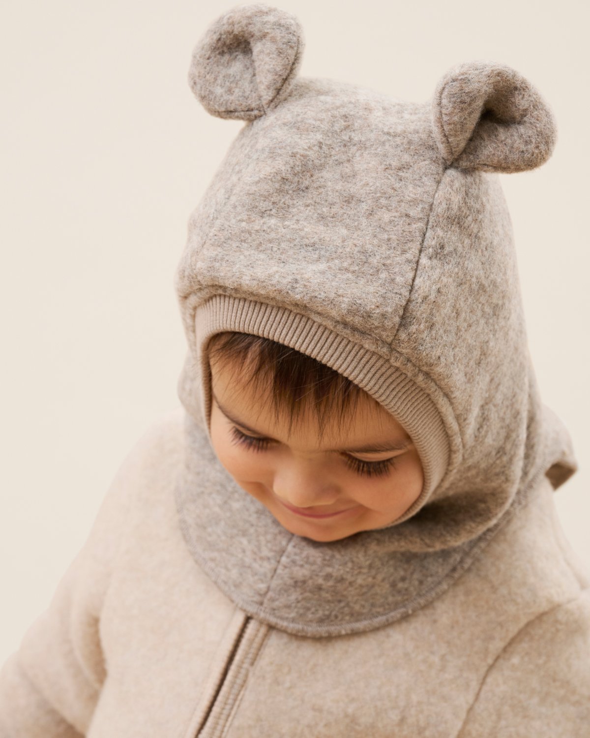Balaclava Ull 2-lags – Bamseører, Børstet Ullfleece | Ears Wool