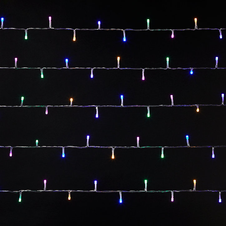 Guirlande lumineuse LED intérieure multicolore câble transparent 8 fonctions 11,14 m
