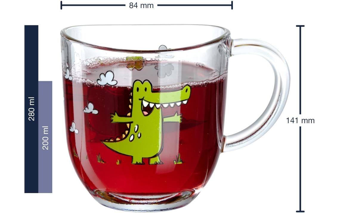 Kindertasse Bambini Krokodil, 6-teiligTassen Set mit Krokodil Motiv