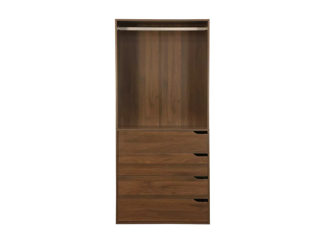 Module dressing avec 4 tiroirs et 1 penderie noyer. panneaux stratifiés