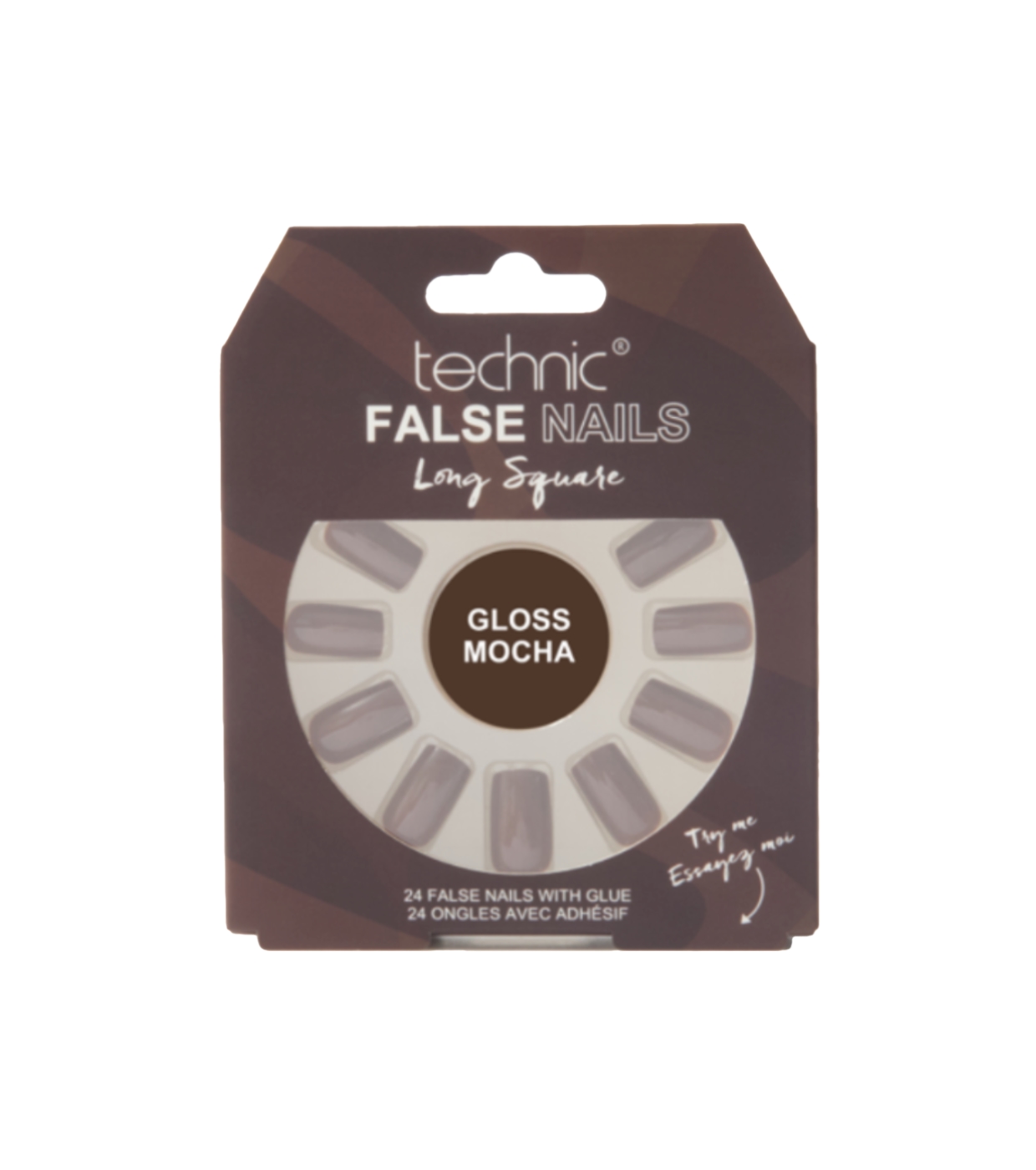Technic Cosmetics - Unhas postiças False Nails Long Square - Gloss Mocha