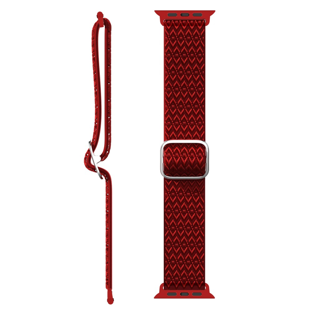 Apple Watch (49/46/45/44 mm) Elastisches Nylon Gummi Armband (Gelenkumfang: 160-230mm) - Rot