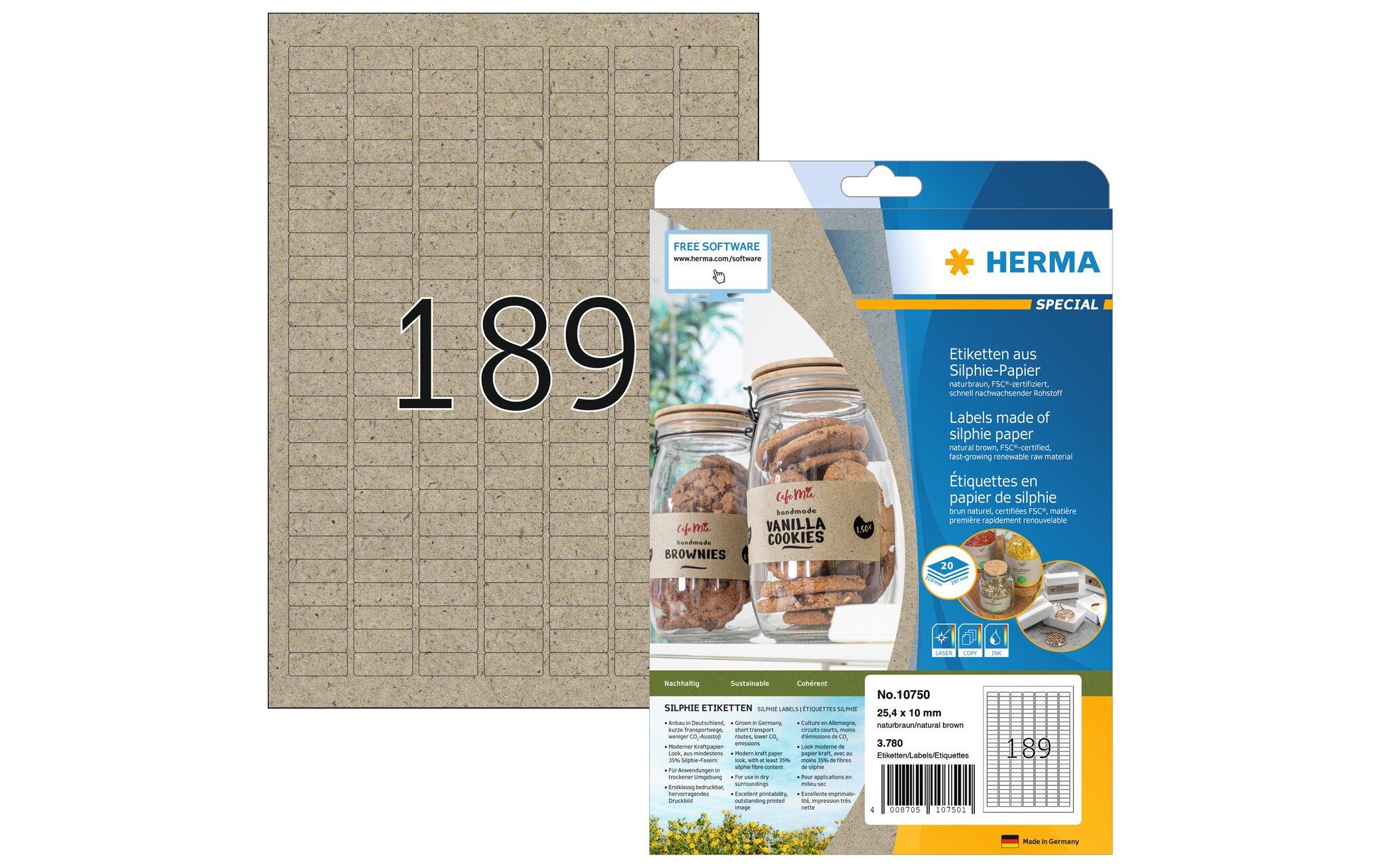 Universal-Etiketten 25.4 x 10 mm, 20 Blatt, BraunSilphieetiketten