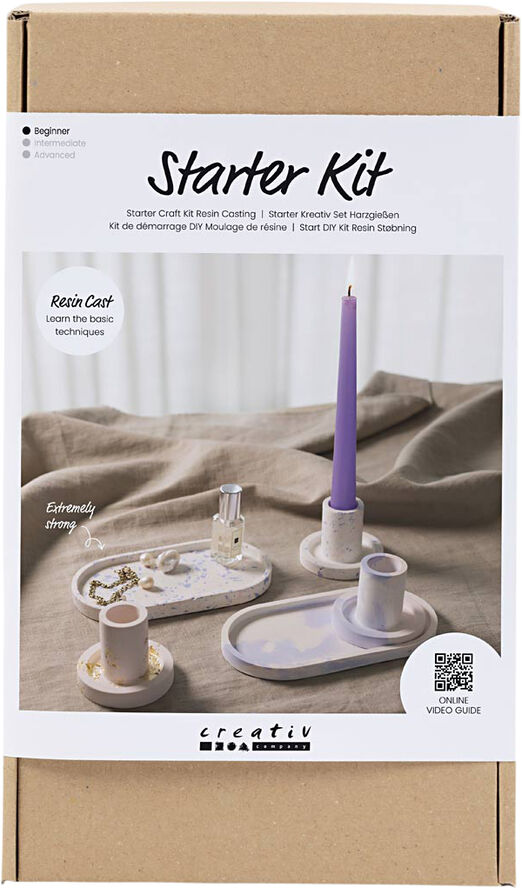 Creativ Company Start DIY Kit Resin Støbning, 3 lysestager og 2 fade