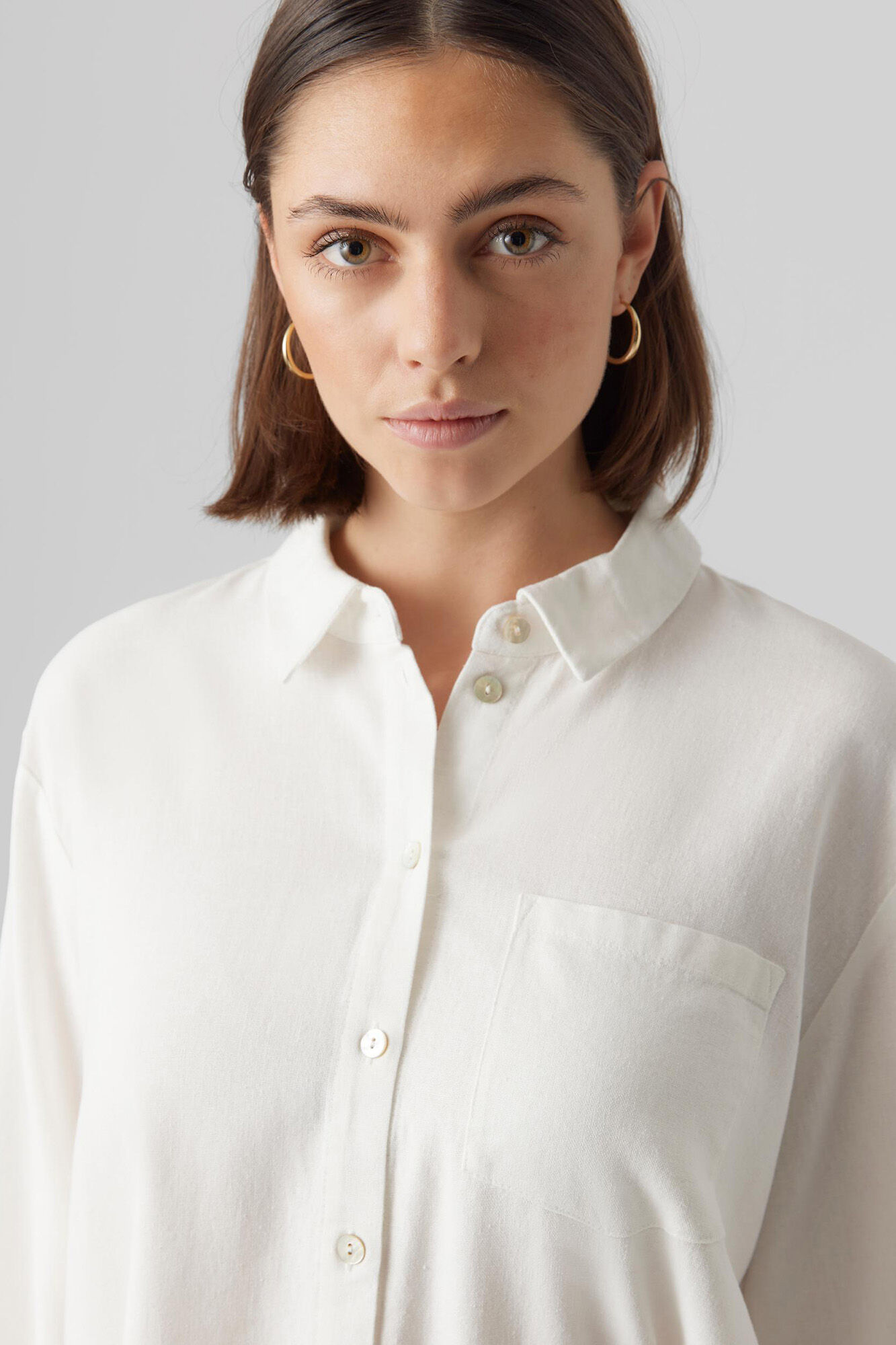 Camisa de linho larga estilo mangá - Blanco