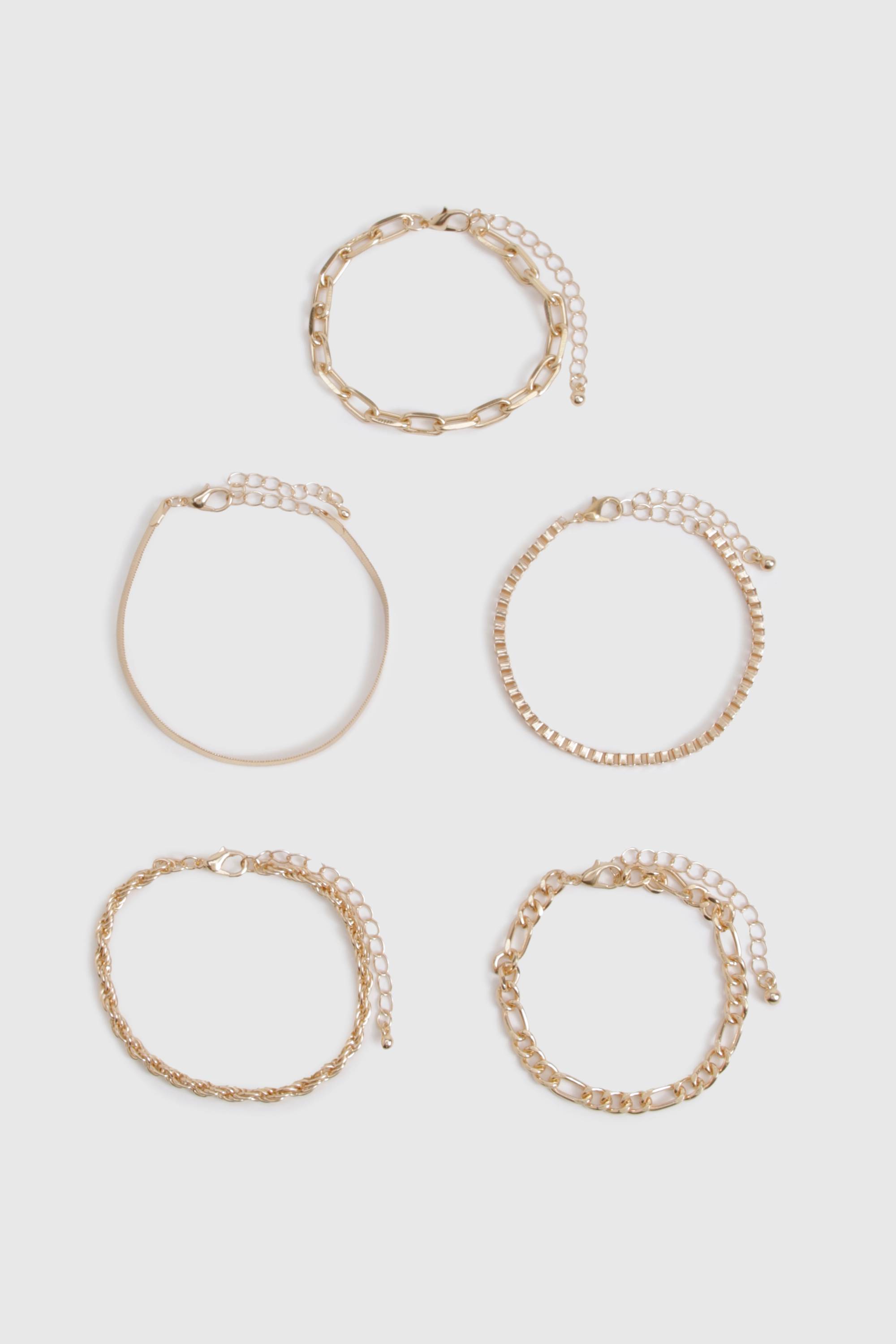 boohoo 5 Pack Bracelets Dorés en Couches