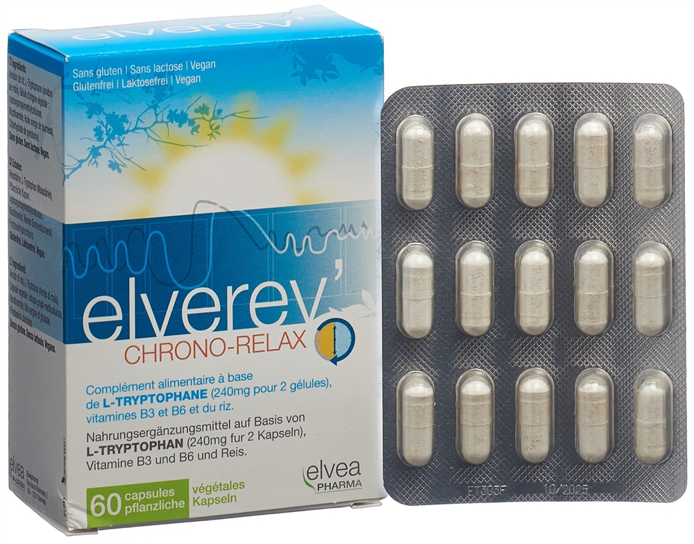ELVEREV Chrono-Relax L-Tryptophan Kaps Blist 60 Stk