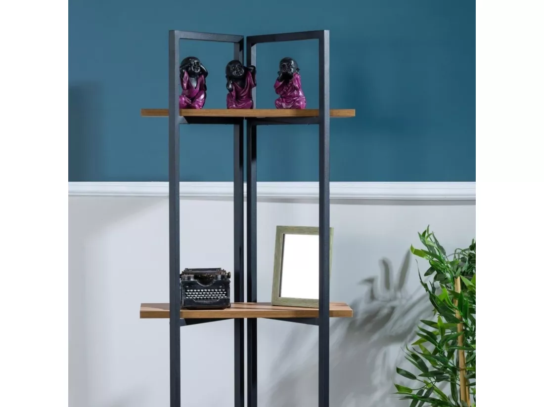 Étagère Bjerringbro à 3 niveaux 150 x 55 x 24 cm effet noyer / noir [en.casa]