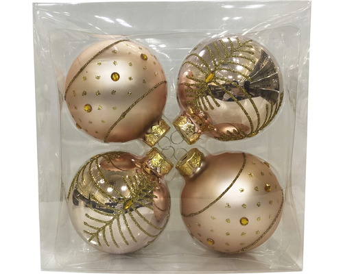 Glazen kerstboomballen Lafiora Ø 8 cm Roze 4 st.