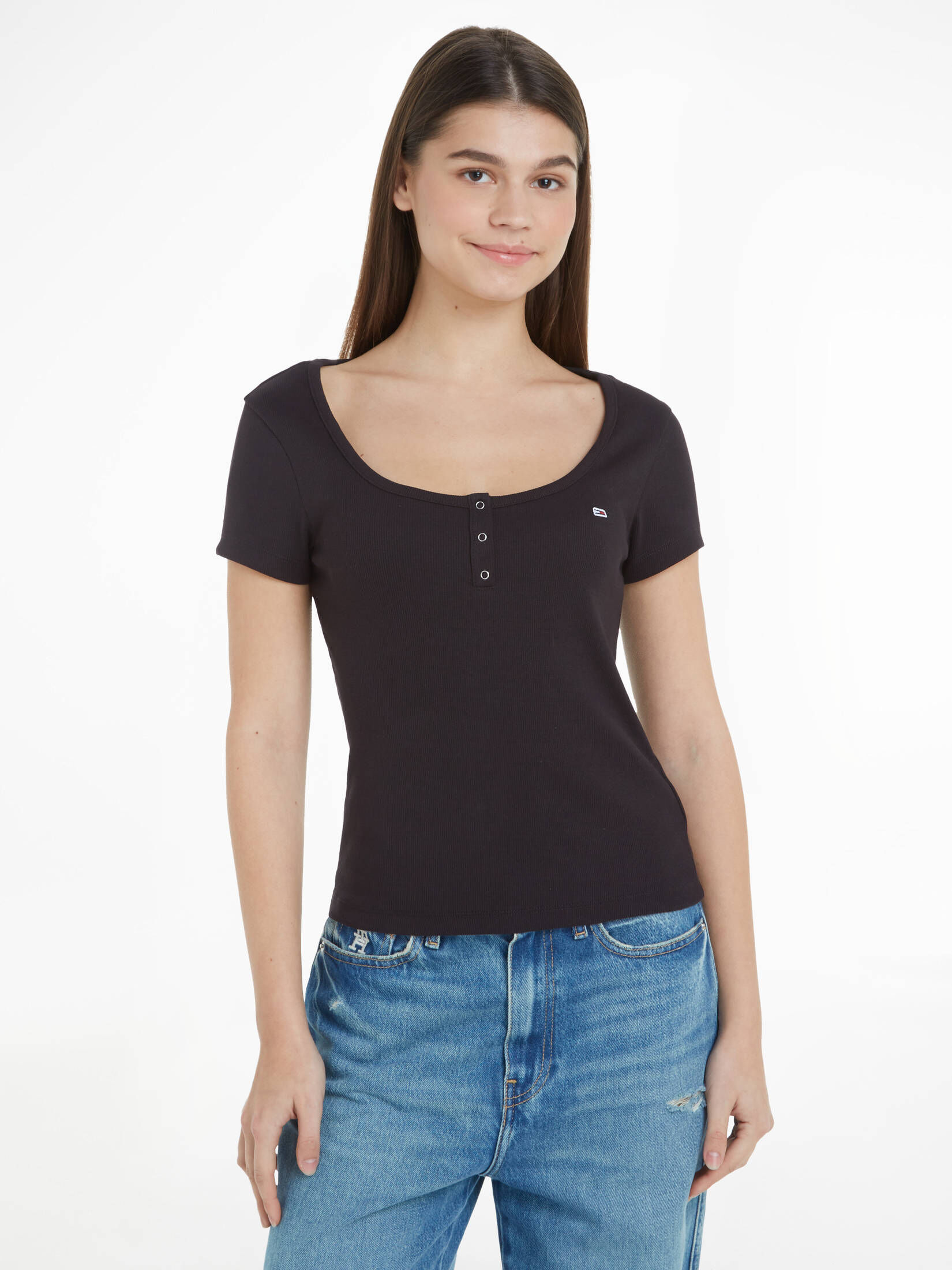 Tommy Jeans| Damen T-Shirts TJW 2PACK HENLEY RIB TEE 2er-Pack