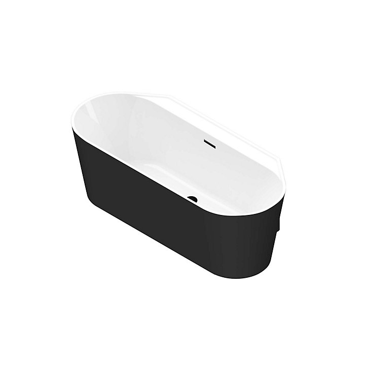 Baignoire semi-îlot Nakina L. 170 cm x l. 75 cm noir