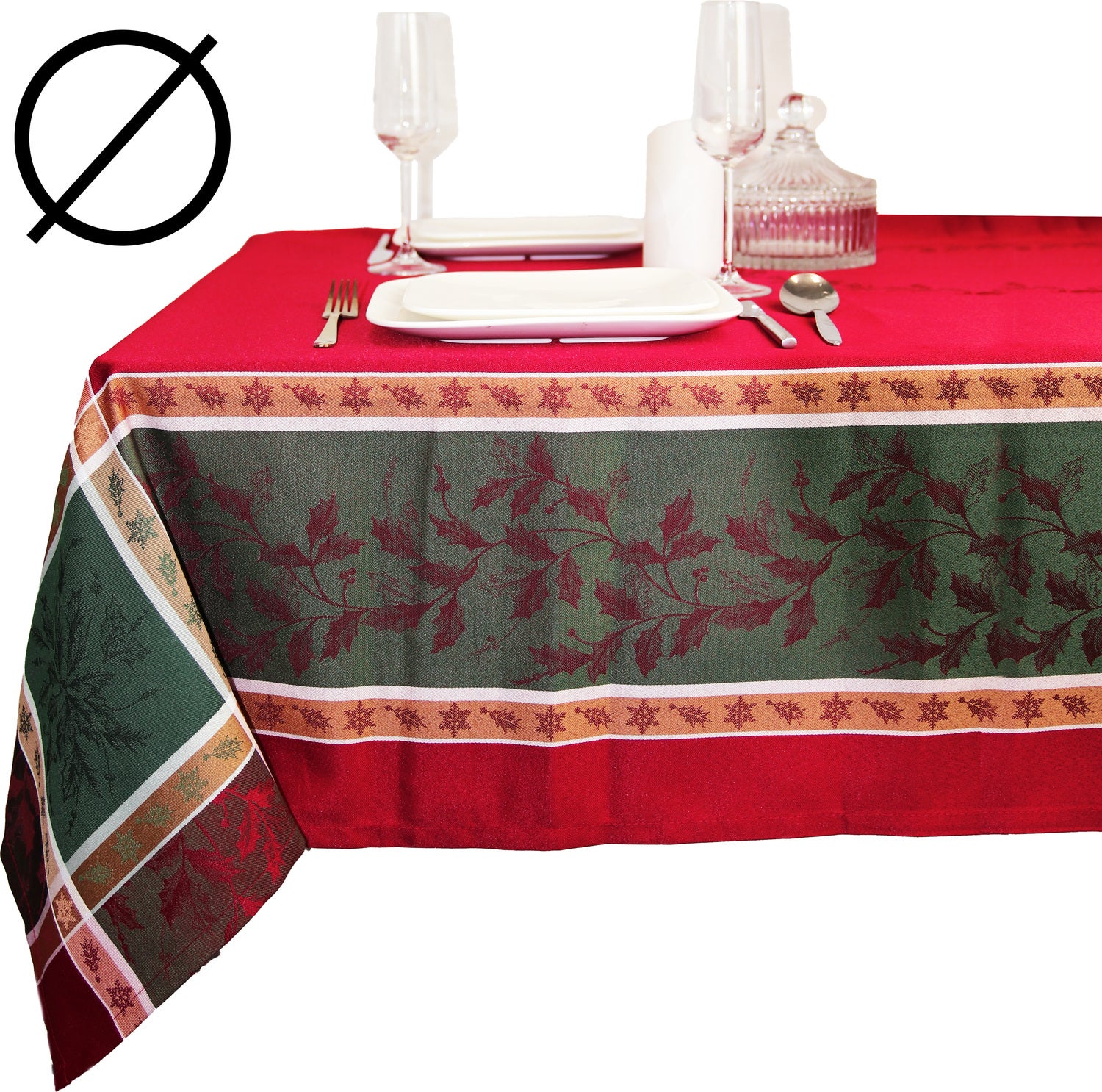 Unique Living tafelkleed Oliver rood / groen D 180 cm