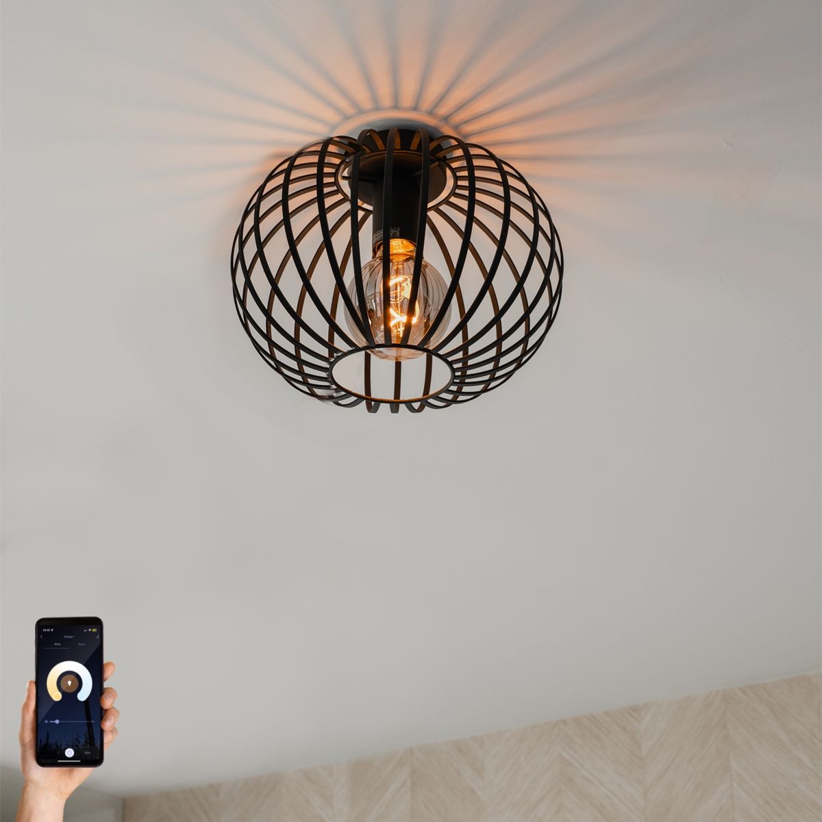 Smart plafondlamp zwart 30 cm incl. Wifi G95 - Johanna