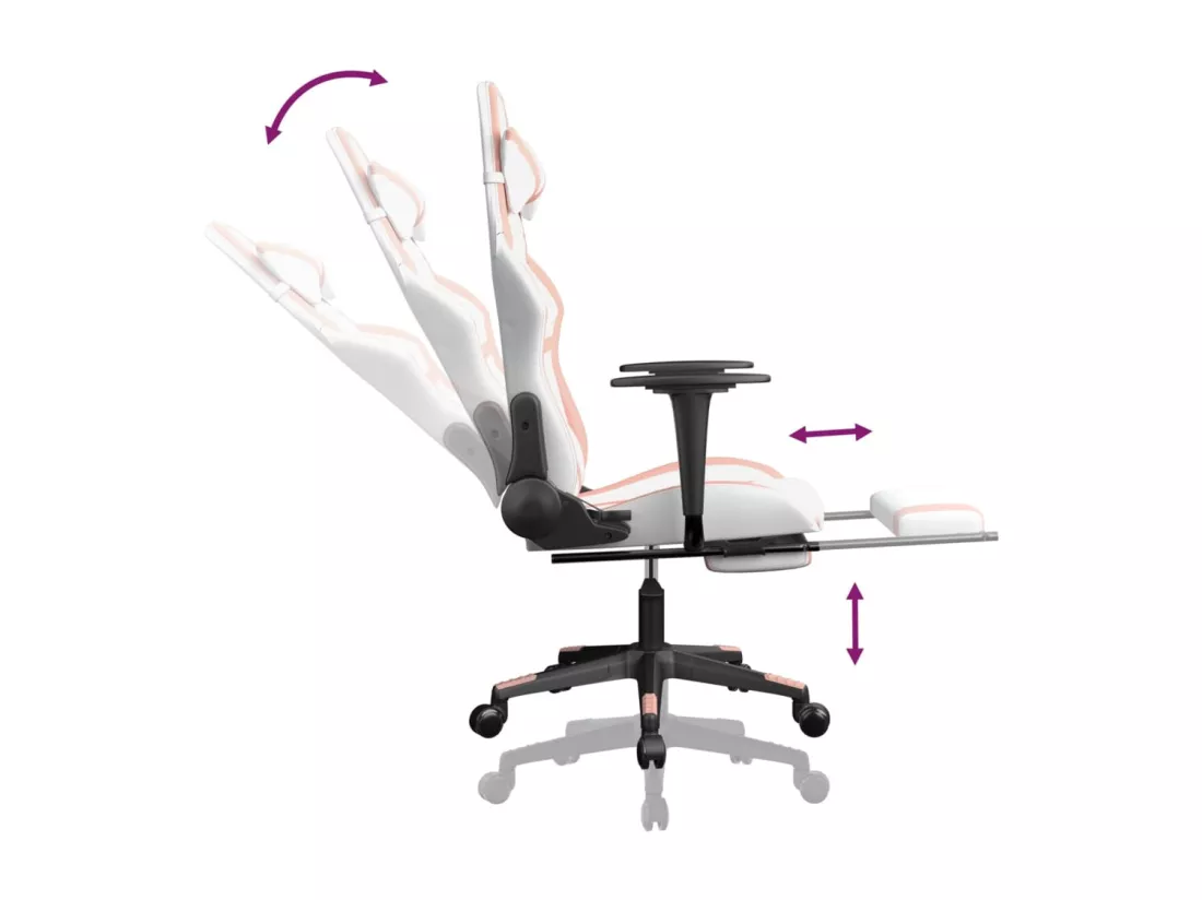 Chaise de jeu de massage avec repose-pied Blanc&Rose Similicuir