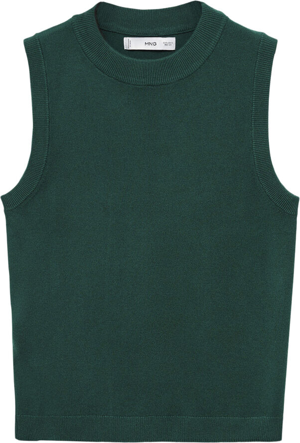 MANGO Knitted top with wide straps Dark green