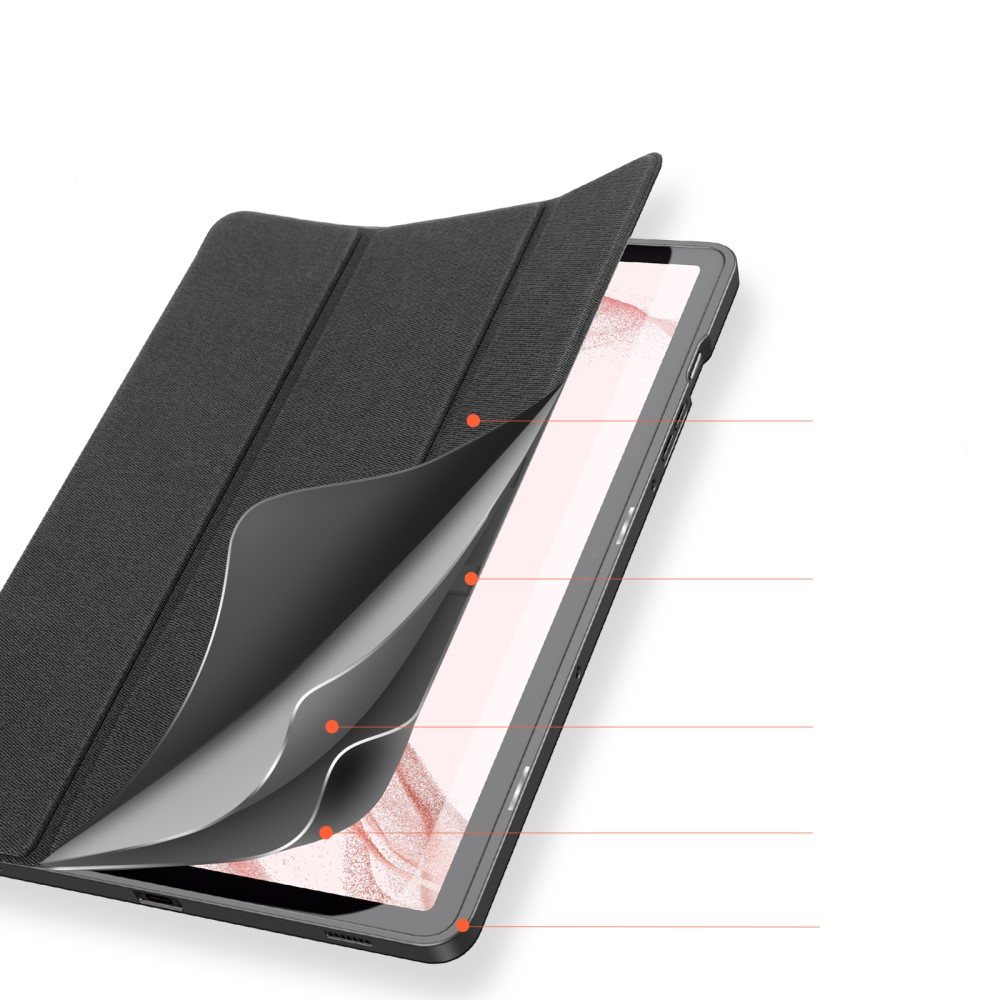 Samsung Galaxy Tab S9 Tasche Smart Cover Hülle Stoff Design mit S-Pen Halterung - Schwarz