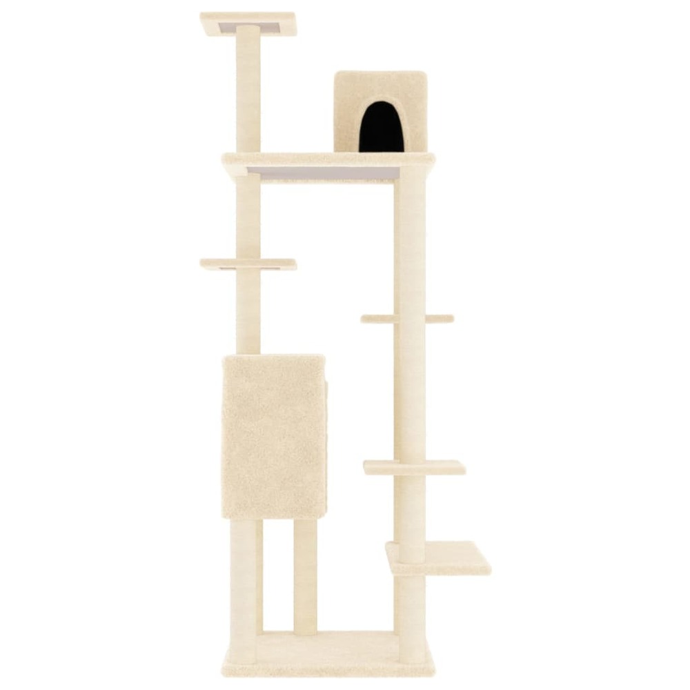 Arbre à chat avec griffoirs en sisal crème 154 cm