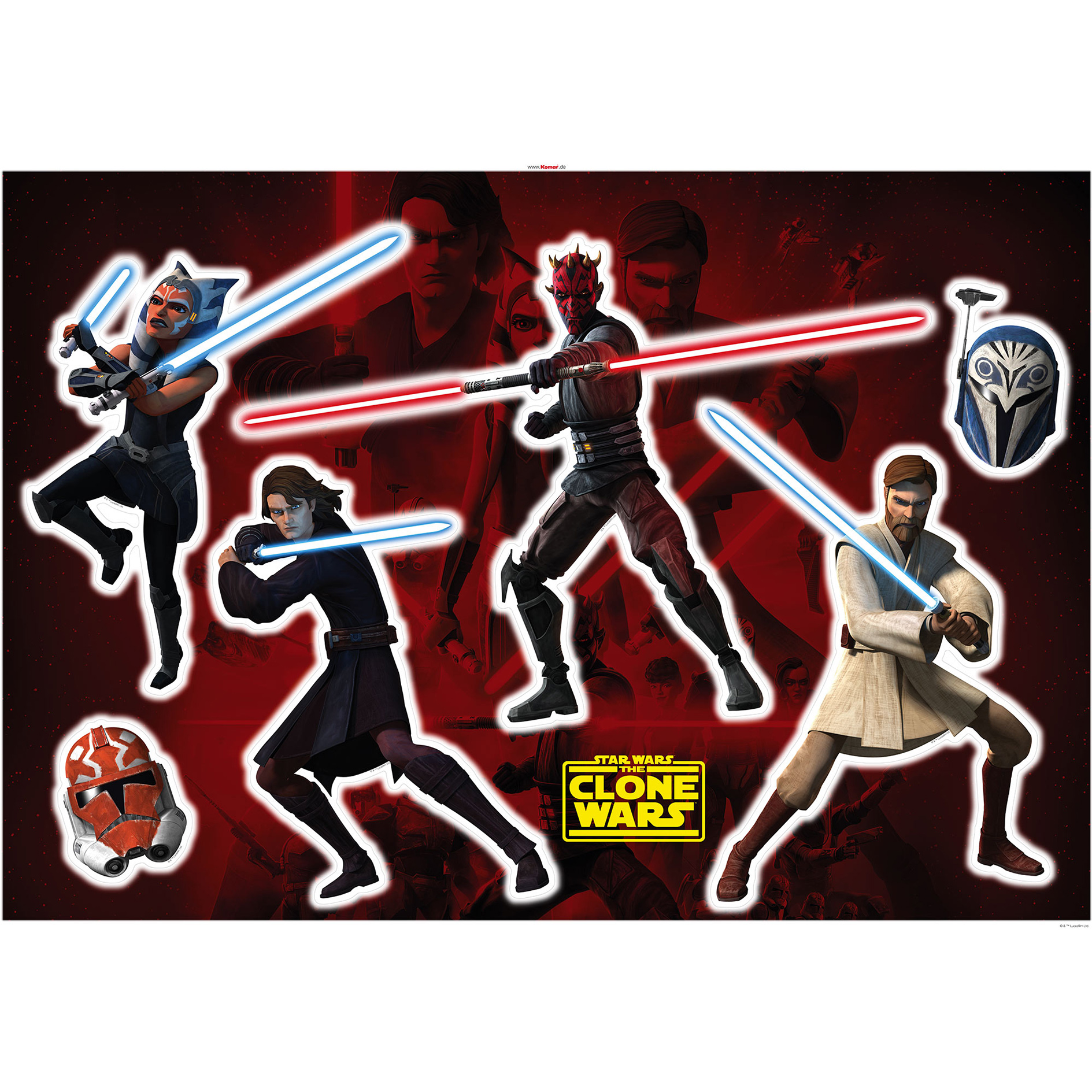 Wandtattoo CLONE WARS SHOWDOWN - bunt - 100x70 cm