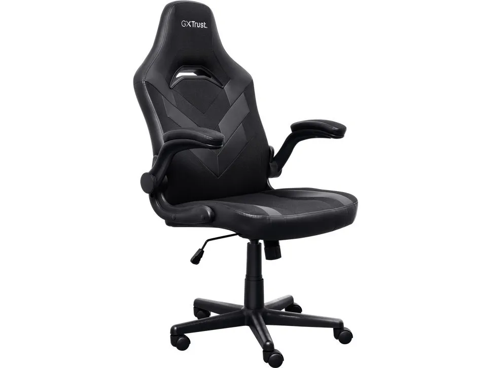 Trust GXT 703 RIYE - Spillestol - armstøtter - L-formet - vippe - drejeled - syntetisk læder, elastisk stof - sort