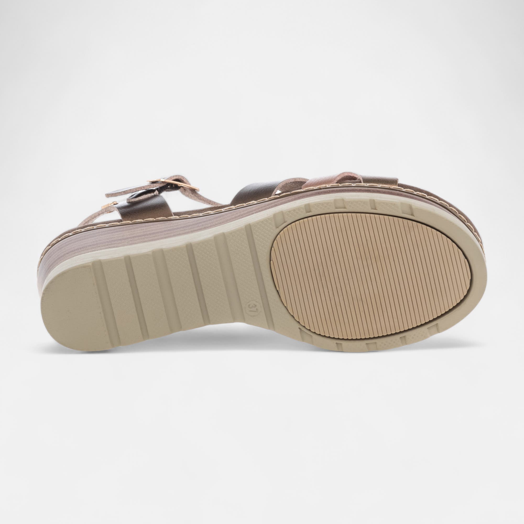 Sandales à talon compensé Femme bronze