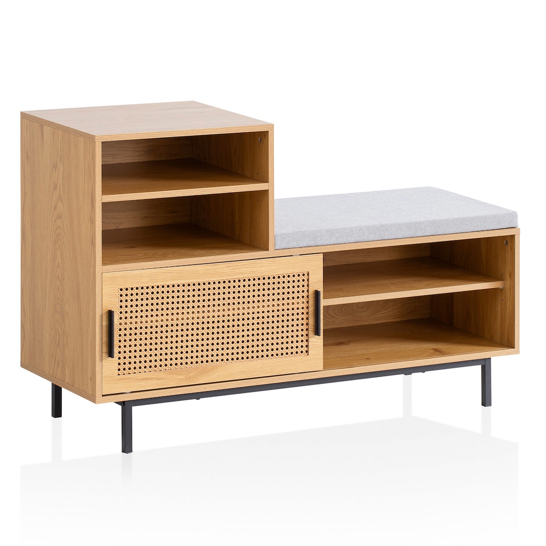 Garderobenbank 120 x 76 cm Eiche-Dekor