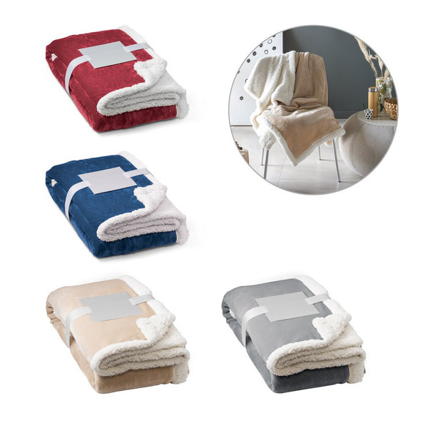 hi!dea 99078 - Couverture polaire réversible (190 g/m²) avec ruban de satin et carte personnalisée