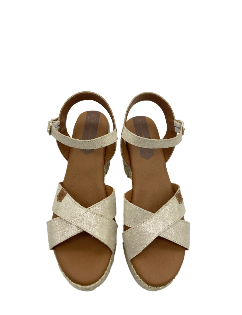 POPA SANDALES COMPENSÉES CLIFTON CUIR OR