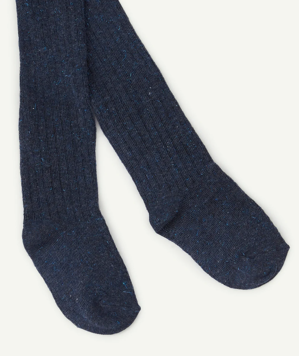 LES COLLANTS EN TRICOT BÉBÉ FILLE MARINE ET BRILLANT