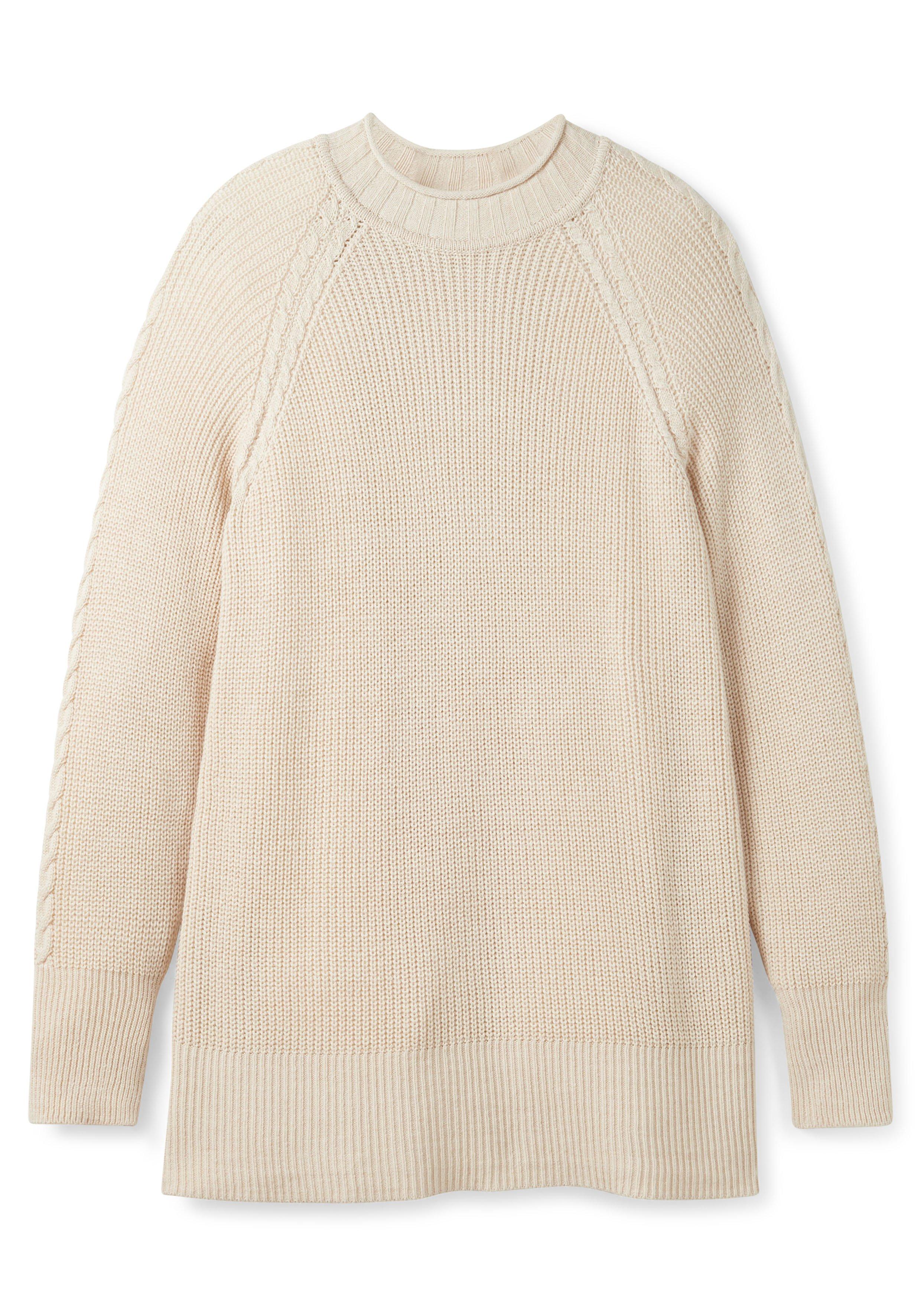 Strickpullover mit Zopfmuster am Raglanärmel