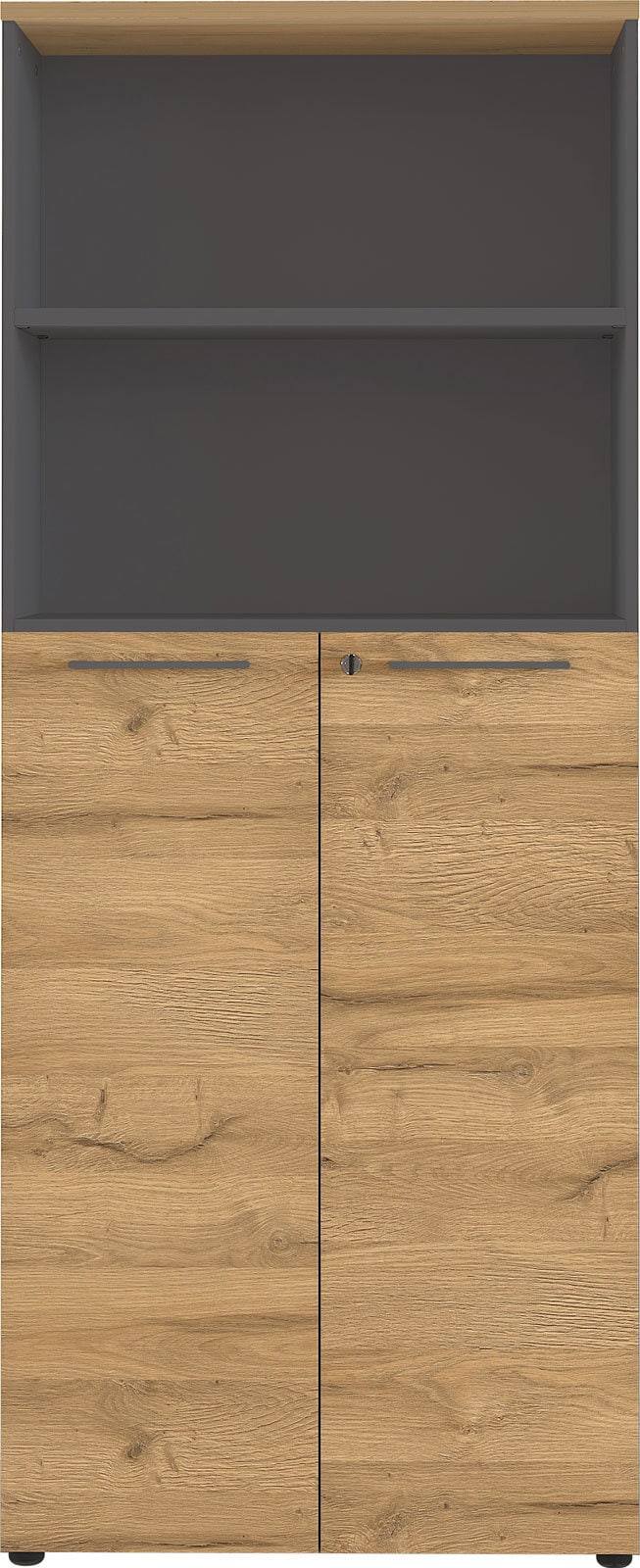 Aktenschrank ISORNO 80 cm Graphitgrau/ Eiche