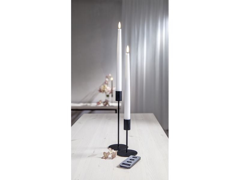 Star Trading LED-Stabkerzen Set Flamme Slim, 2 Stück, Weiss Romantisches Kerzenlicht für besondere Momente