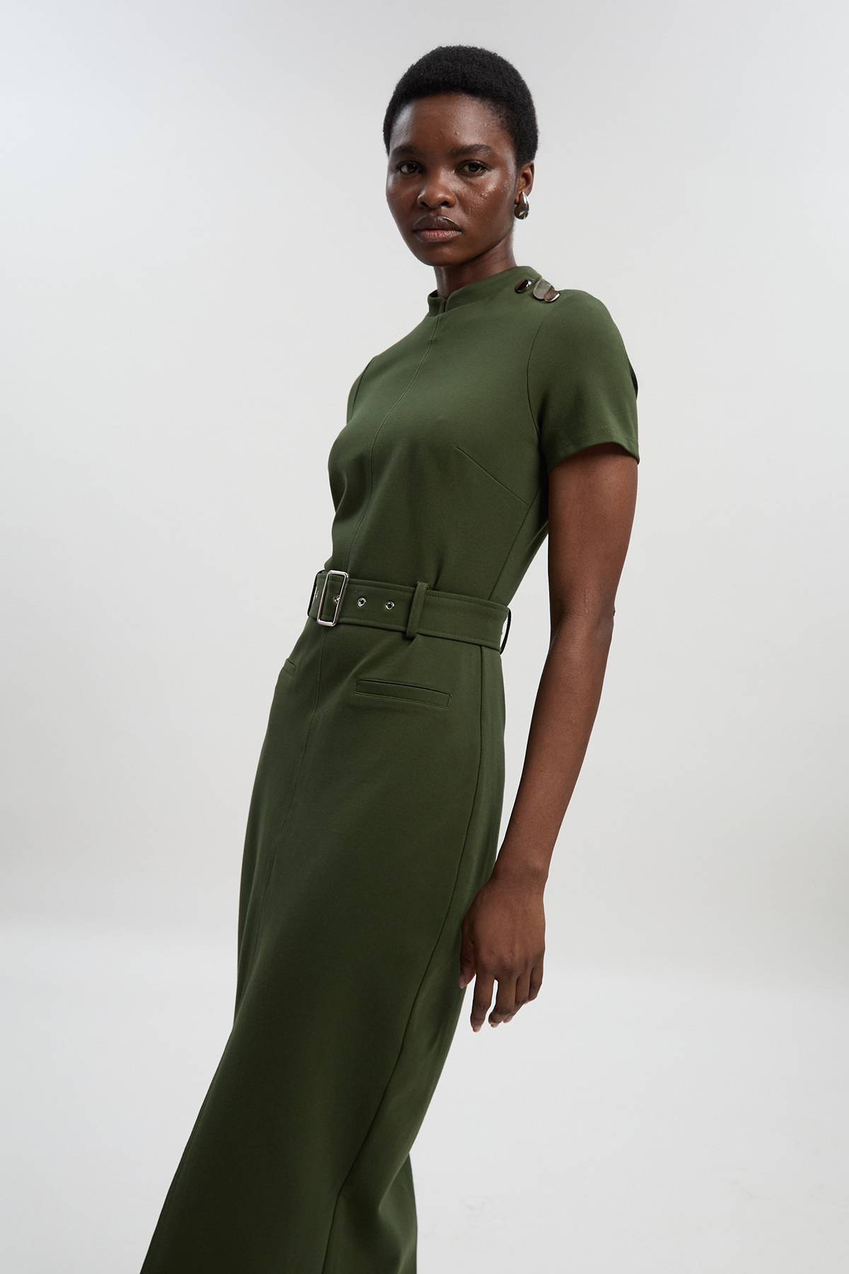 KarenMillen Robe Midi en Ponte avec Ceinture