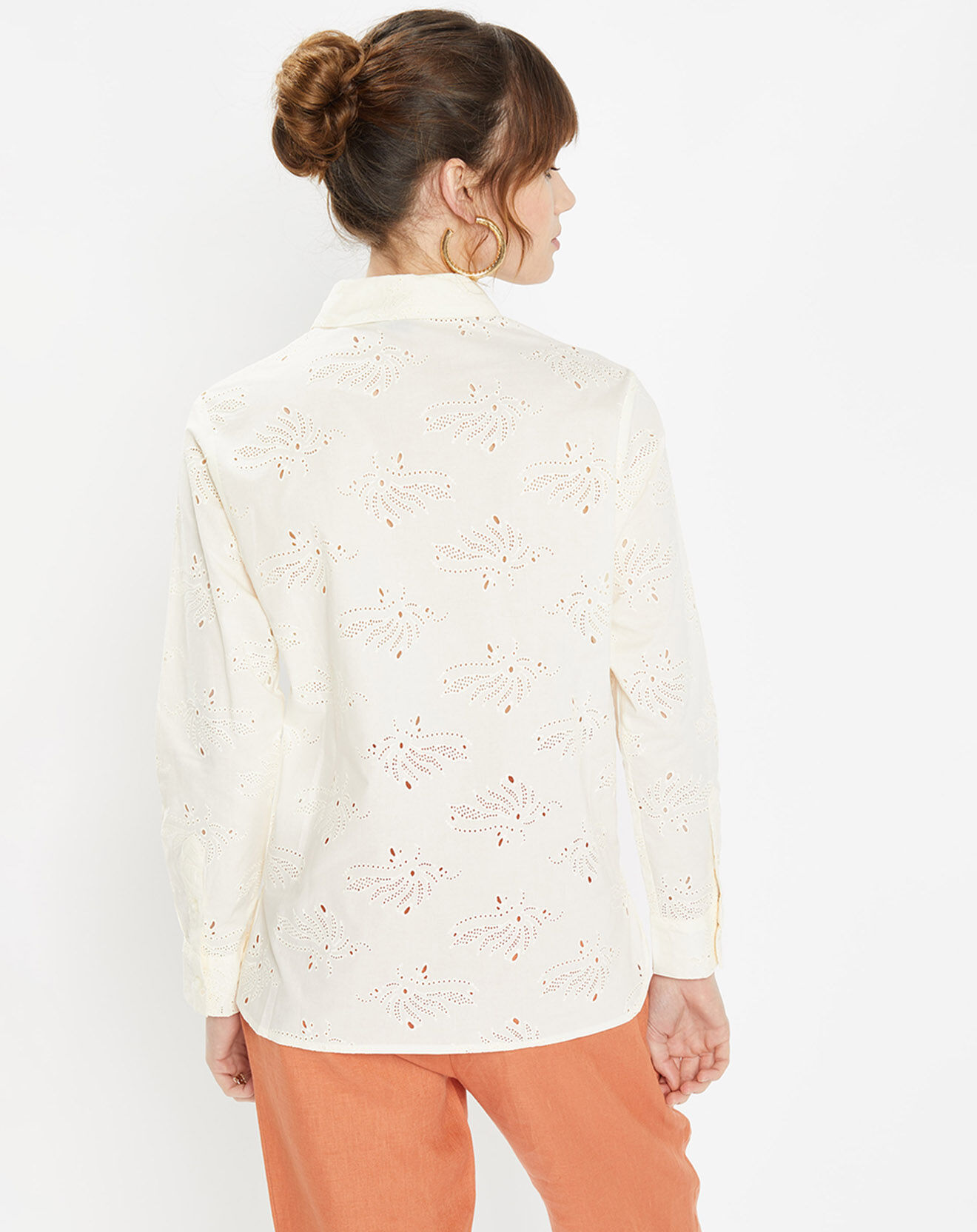 Galeries Lafayette Chemise Ebrizia brodée ajourée écrue