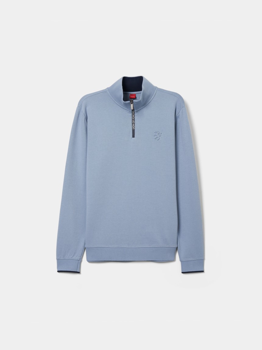 Sweater Manga Comprida com gola meio fecho