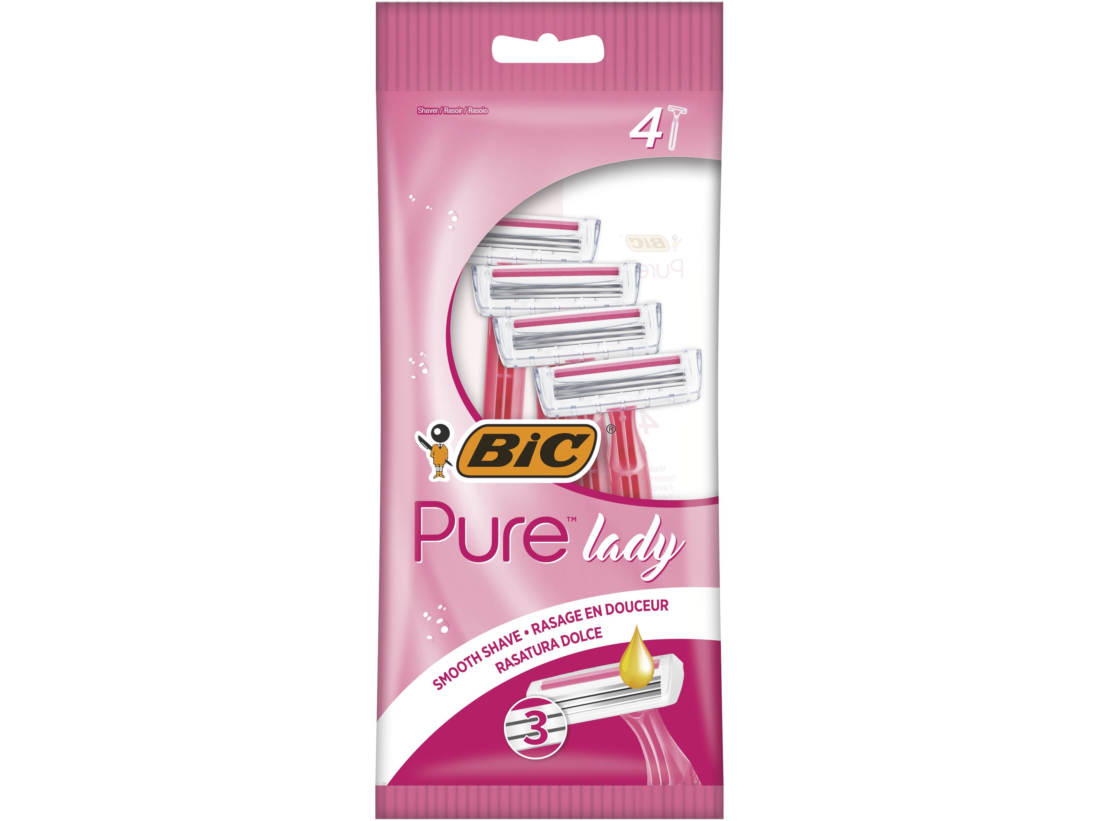 LÂMINAS DESCARTÁVEIS BIC PURE PINK 4UN