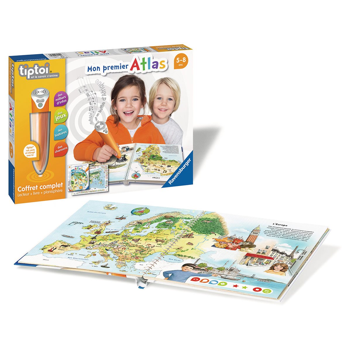 tiptoi® - Coffret complet lecteur interactif + Livre Atlas